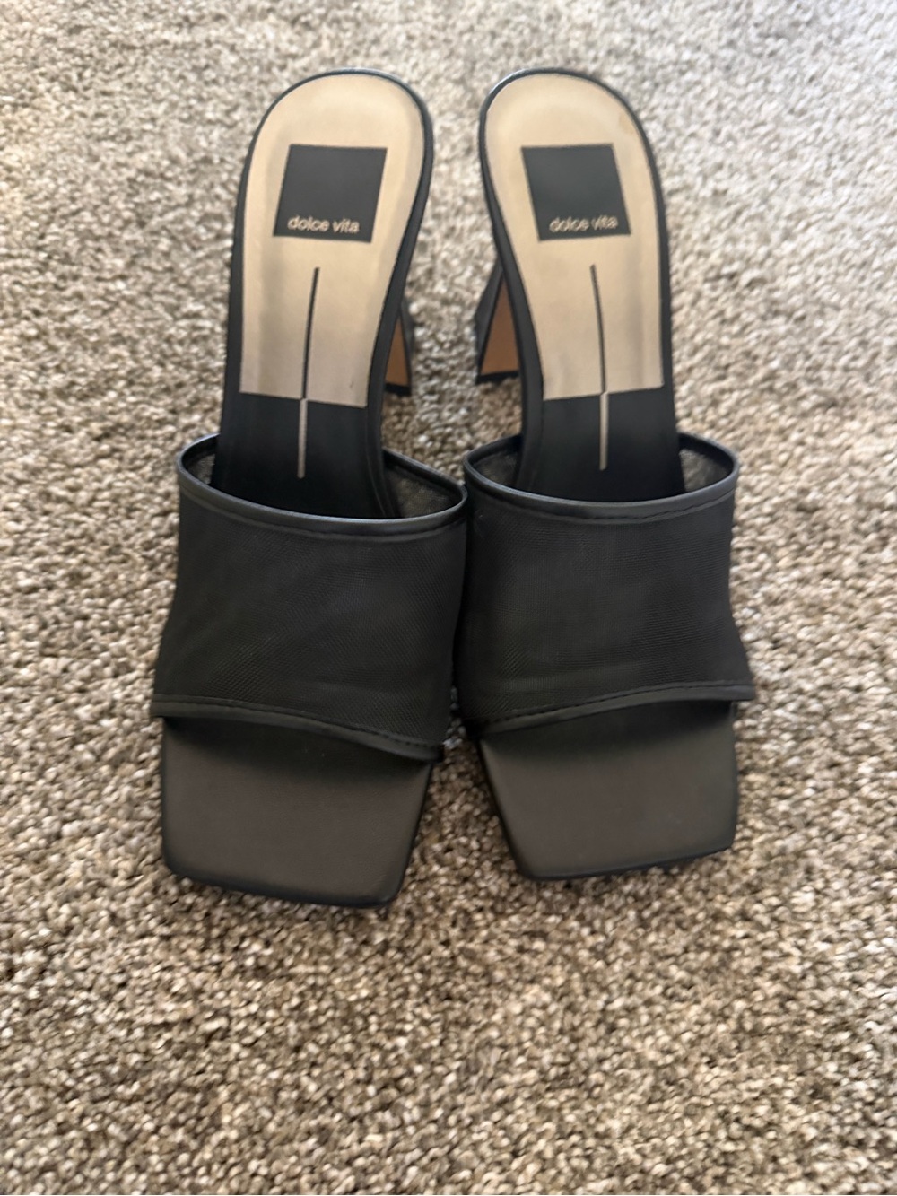 Dolce Vita Black Square-Toe Mule Slides